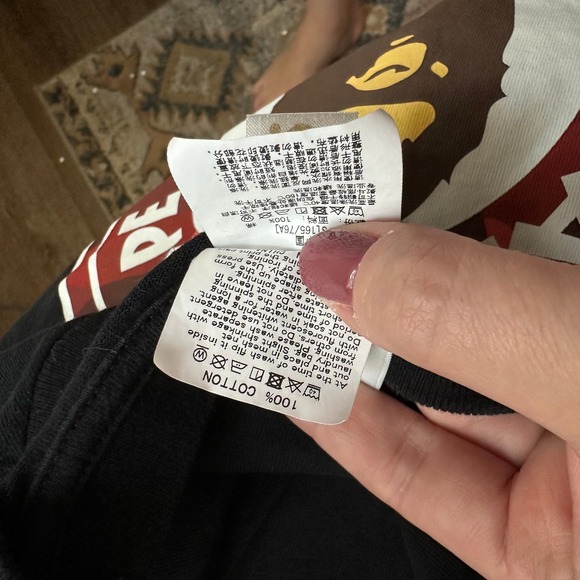 BAPE Bathing Ape Busy Works Logo Tee T-Shirt Graphic Red Camo Black Small Mens - Picture 6 of 10